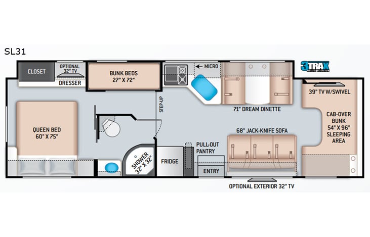 Representative floor plan provided by a trusted RVshare partner.
