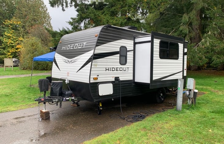 Be sure to leave room for the slideout when parking. It makes plenty of room for you inside!