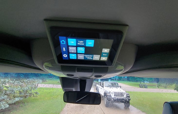 The driver's display panel has features like the generator control to give the driver peace of mind while on the road, and also has a light master widget.
