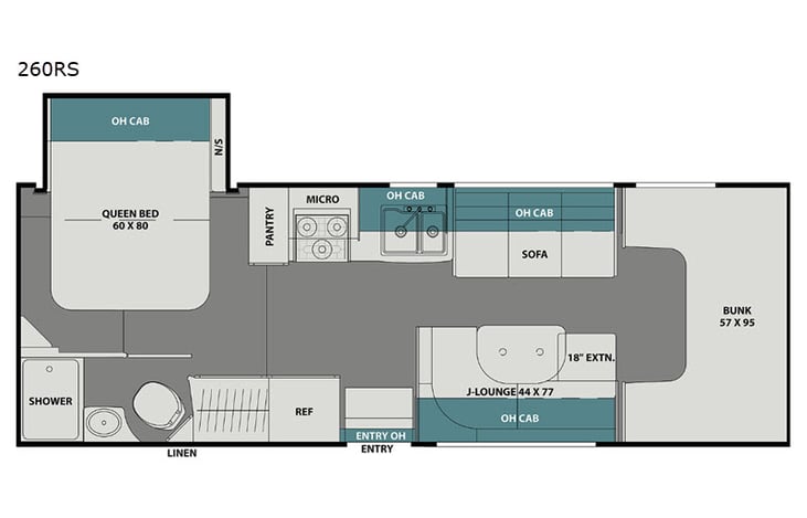 Representative floor plan provided by a trusted RVshare partner.