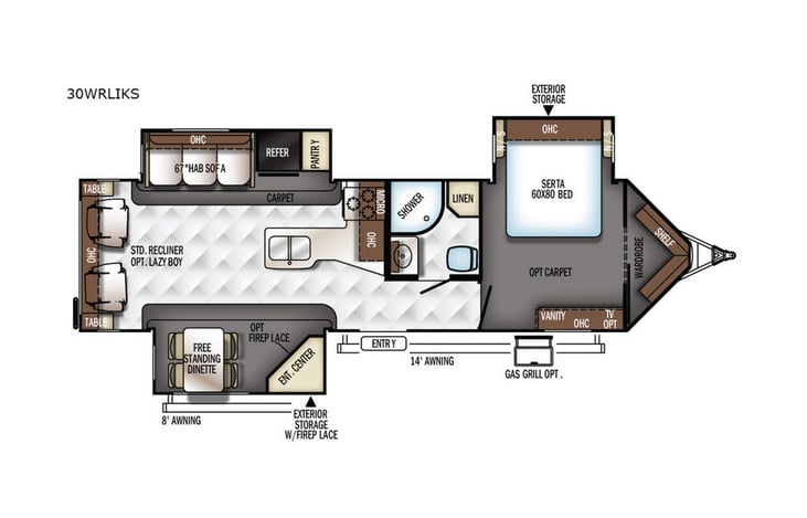 Representative floor plan provided by a trusted RVshare partner.