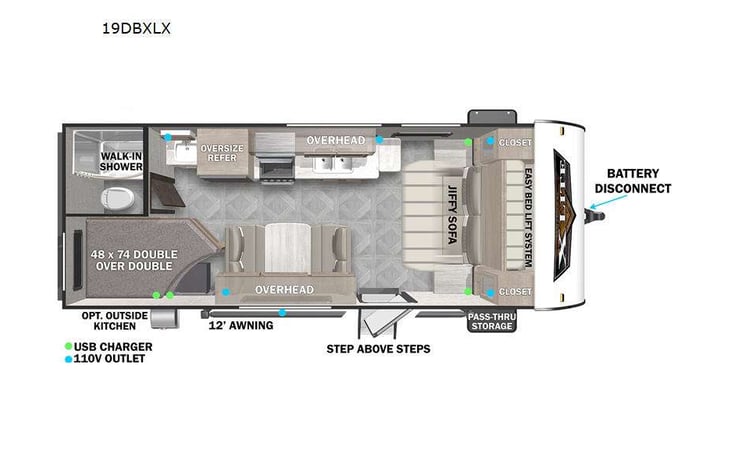 Representative floor plan provided by a trusted RVshare partner.