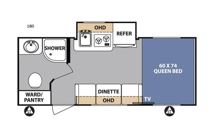 Representative floor plan provided by a trusted RVshare partner.