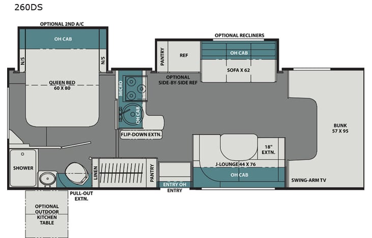 Representative floor plan provided by a trusted RVshare partner.