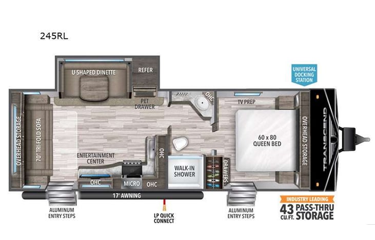 Representative floor plan provided by a trusted RVshare partner.