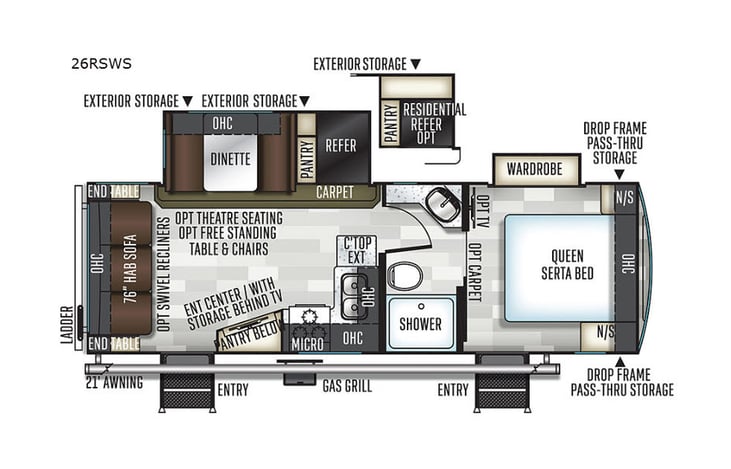 Representative floor plan provided by a trusted RVshare partner.