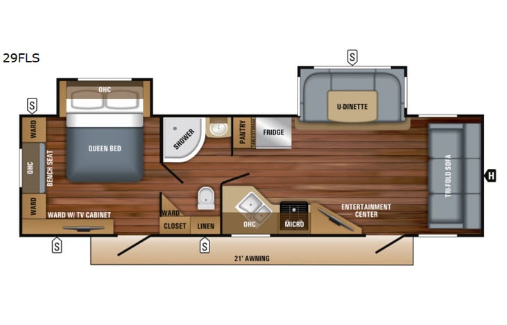 Representative floor plan provided by a trusted RVshare partner.
