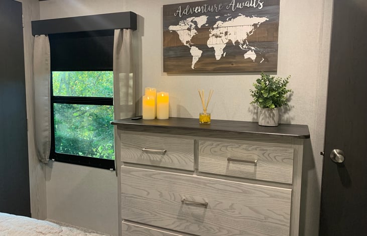 Take a few steps up stairs to the master bedroom.