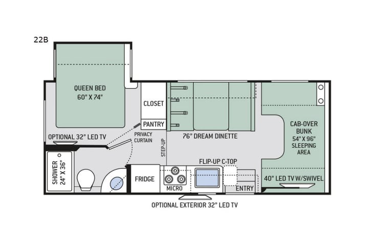 Representative floor plan provided by a trusted RVshare partner.