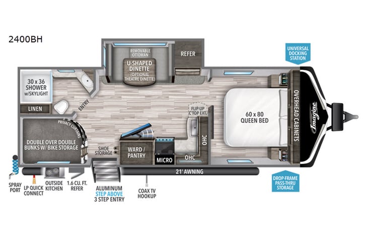 Representative floor plan provided by a trusted RVshare partner.