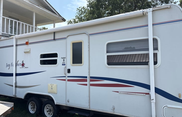 Entry with canopy rolled up.