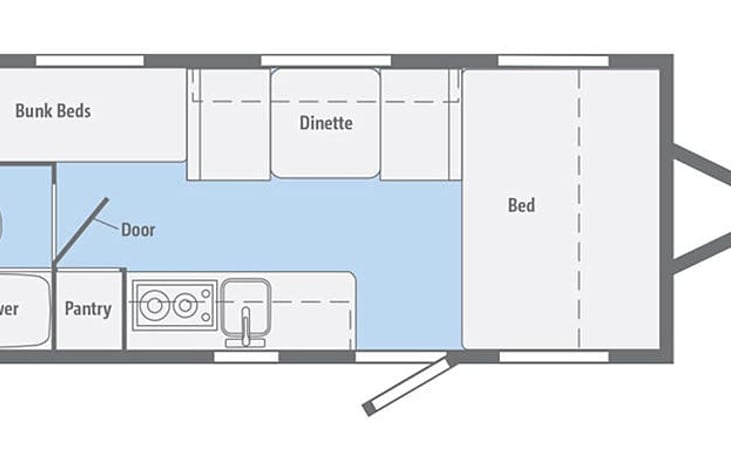 Amazing spacious floor plan for a tiny RV.