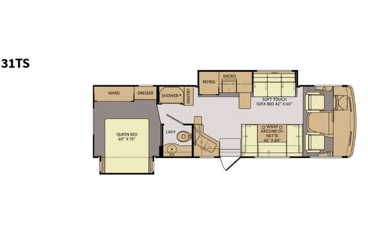 Representative floor plan provided by a trusted RVshare partner.