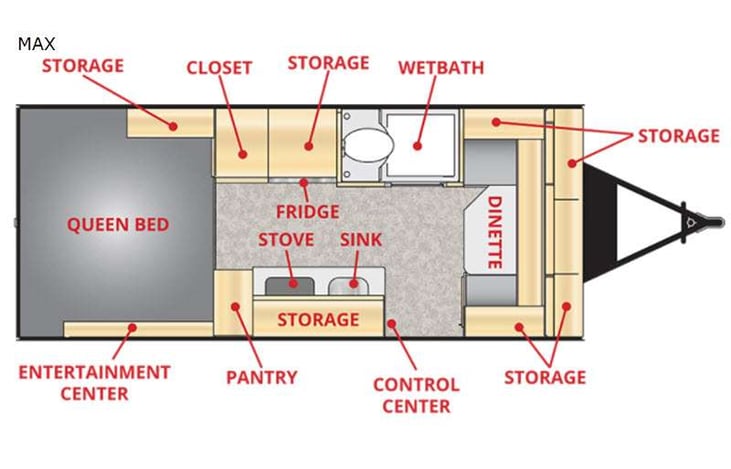 Representative floor plan provided by a trusted RVshare partner.