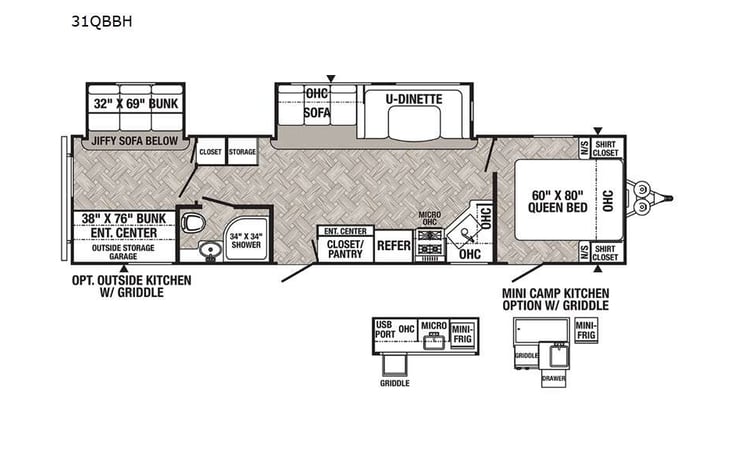 Representative floor plan provided by a trusted RVshare partner.