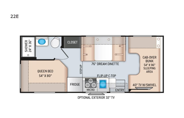 Representative floor plan provided by a trusted RVshare partner.