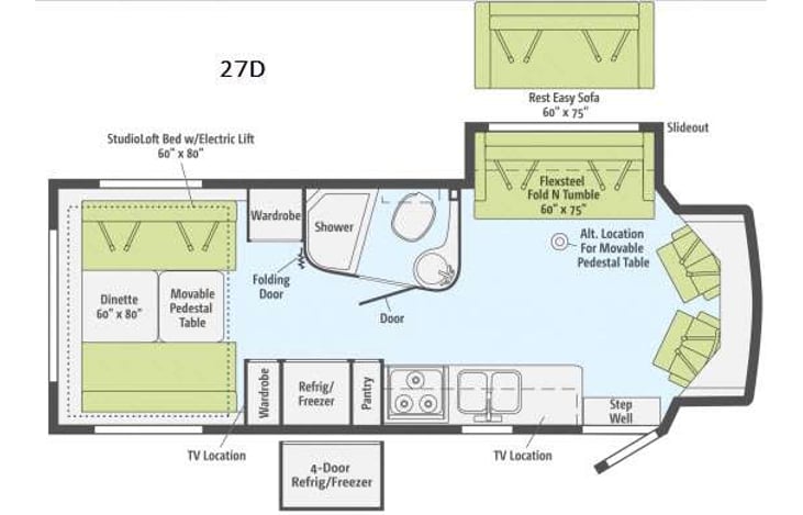 Representative floor plan provided by a trusted RVshare partner.