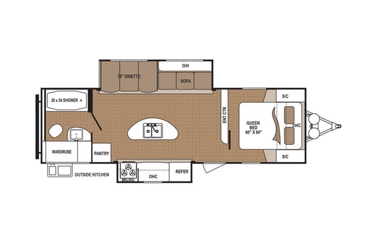 Representative floor plan provided by a trusted RVshare partner.