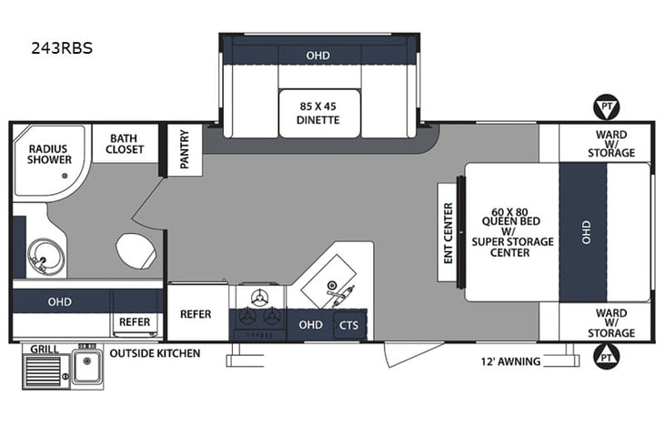 Representative floor plan provided by a trusted RVshare partner.