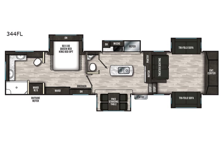 Representative floor plan provided by a trusted RVshare partner.
