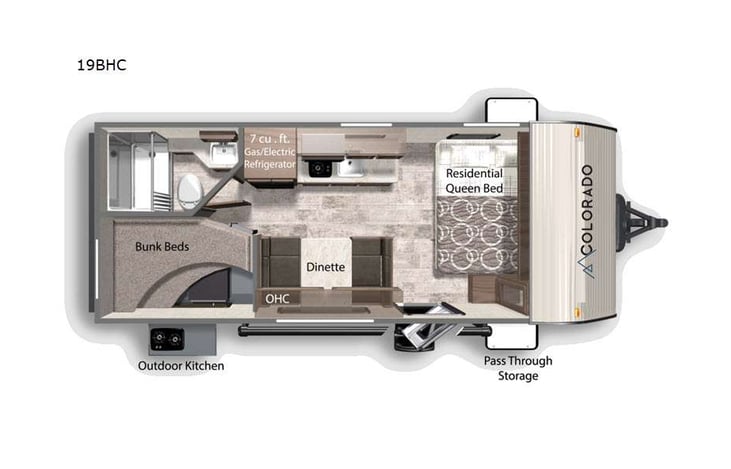 Representative floor plan provided by a trusted RVshare partner.