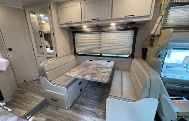 Farmhouse interior throughout this cozy RV!