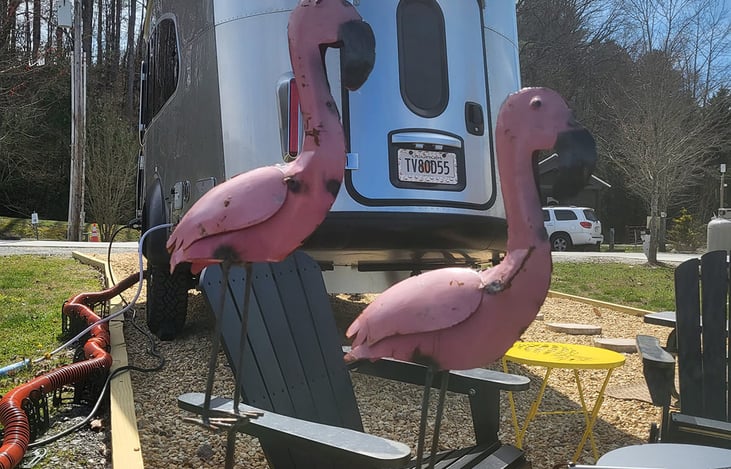The shiny reflective surface and pleasing shape of an Airstream are just plain attractive. They reflect the colors of the environment around them, almost blending in despite standing out.