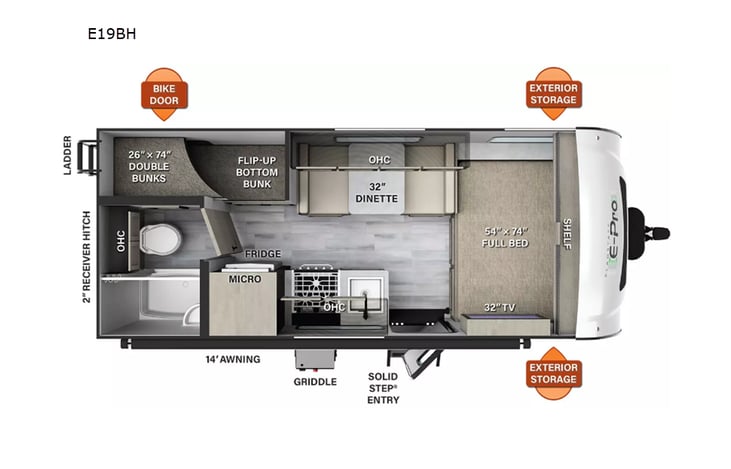 Representative floor plan provided by a trusted RVshare partner.