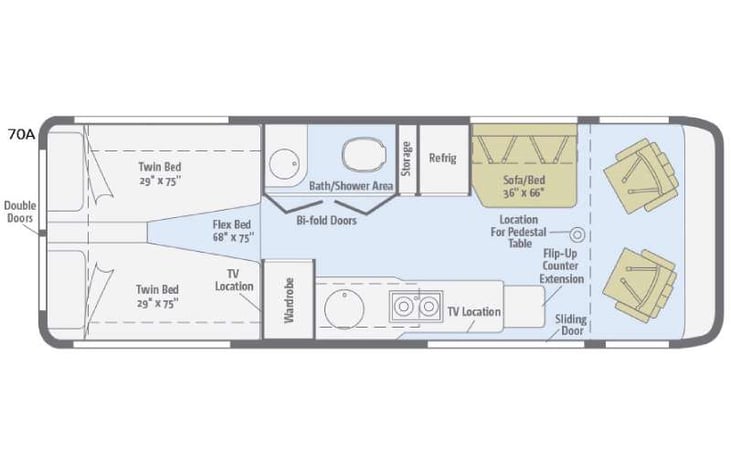 Representative floor plan provided by a trusted RVshare partner.