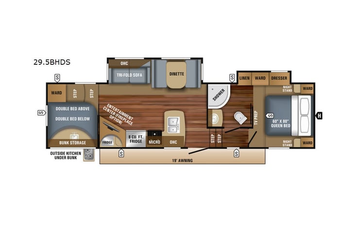 Representative floor plan provided by a trusted RVshare partner.