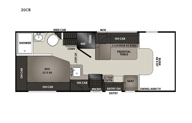 Representative floor plan provided by a trusted RVshare partner.