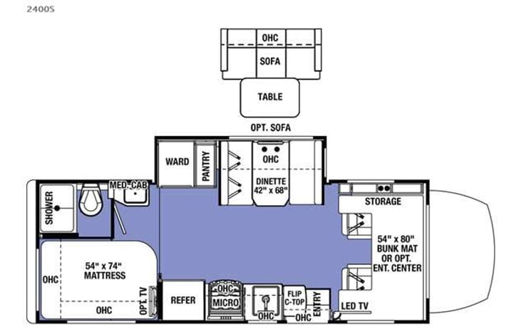 Representative floor plan provided by a trusted RVshare partner.