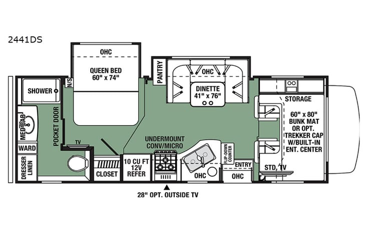 Representative floor plan provided by a trusted RVshare partner.