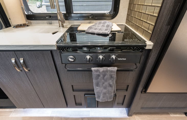 Three-burner gas stove.