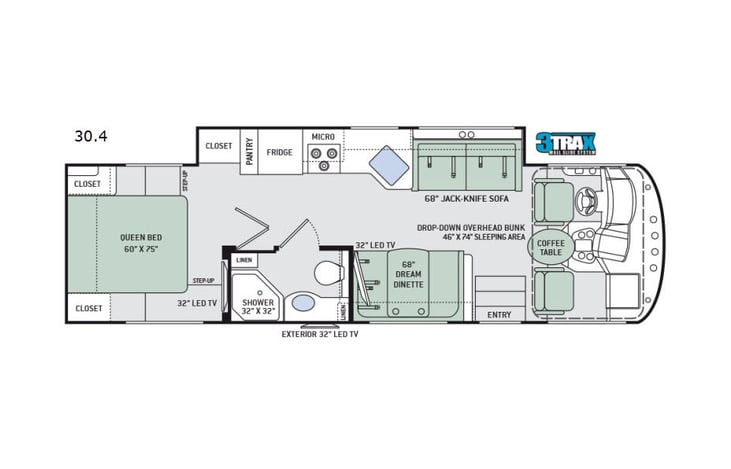 Representative floor plan provided by a trusted RVshare partner.