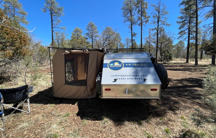 Add a side tent for extra sleeping / standing space!
