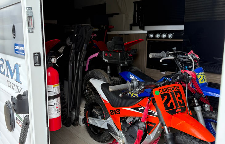Getting our camper ready for race day