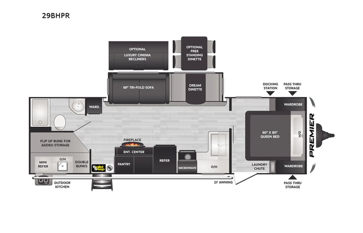 Representative floor plan provided by a trusted RVshare partner.
