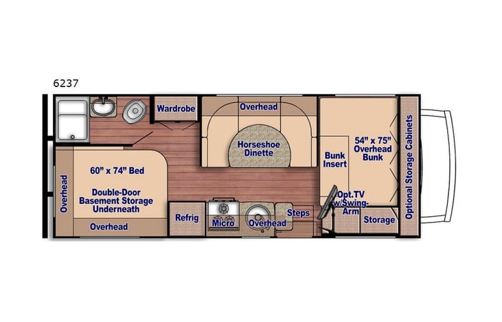 Representative floor plan provided by a trusted RVshare partner.