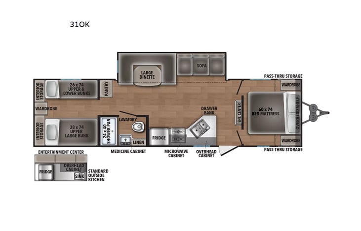Representative floor plan provided by a trusted RVshare partner.