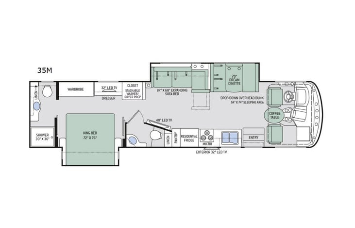 Representative floor plan provided by a trusted RVshare partner.