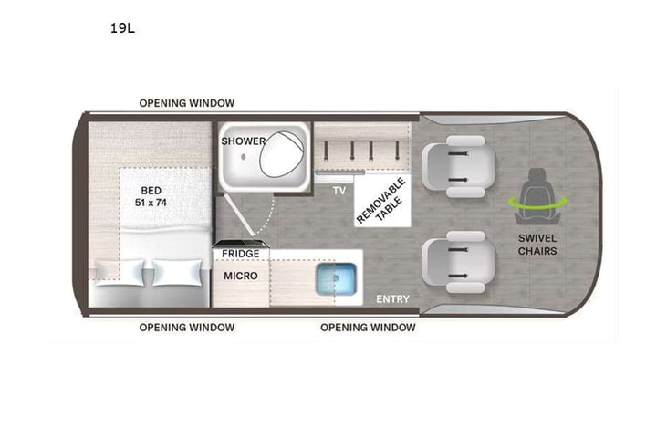 Representative floor plan provided by a trusted RVshare partner.