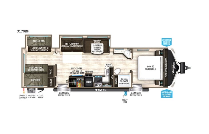 Representative floor plan provided by a trusted RVshare partner.