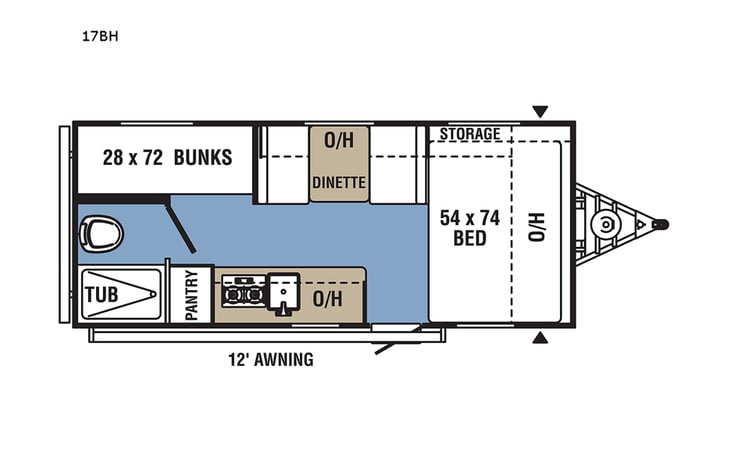 Representative floor plan provided by a trusted RVshare partner.