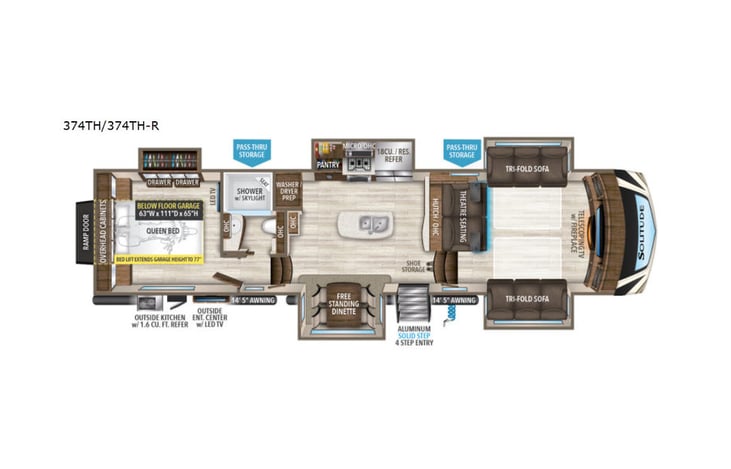 Representative floor plan provided by a trusted RVshare partner.
