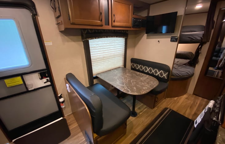 Dinette folds down to a bed