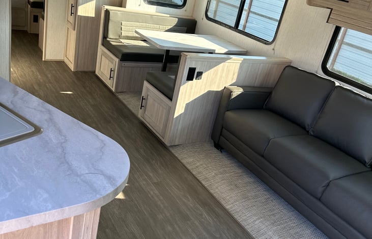 Glance on interior of trailer from entryway