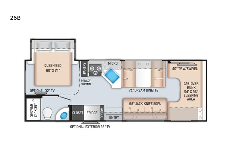 Representative floor plan provided by a trusted RVshare partner.