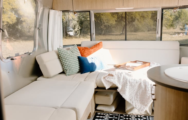No need to worry about space, the iconic Airstream is larger than it looks.  Plenty of room to move about!