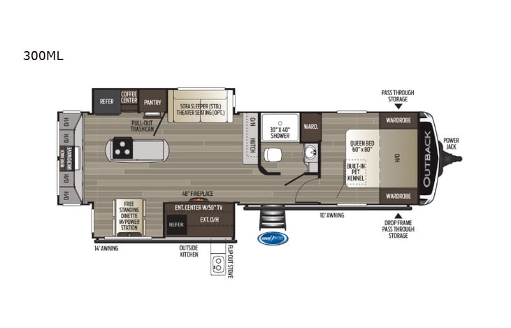 Representative floor plan provided by a trusted RVshare partner.